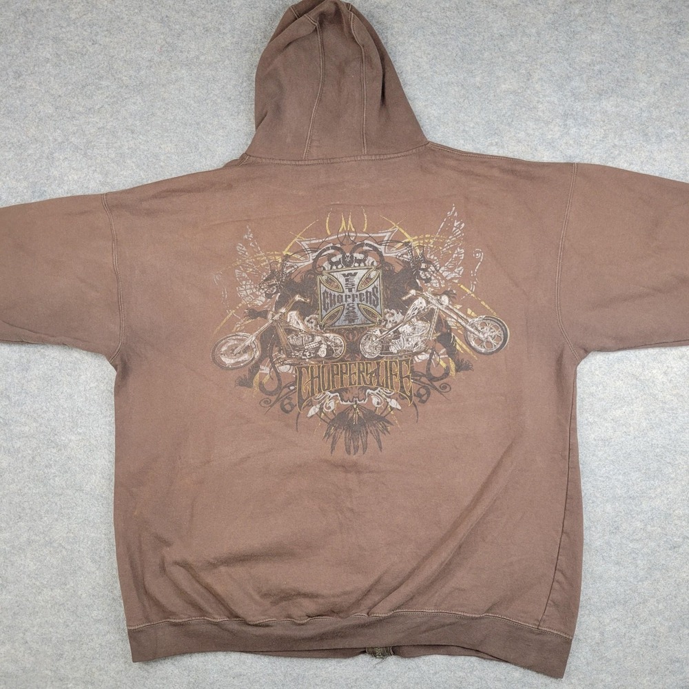 West Coast Choppers Hoodie Men 2XL Jesse James Life Full Zip‎ Sweatshirt Graphic